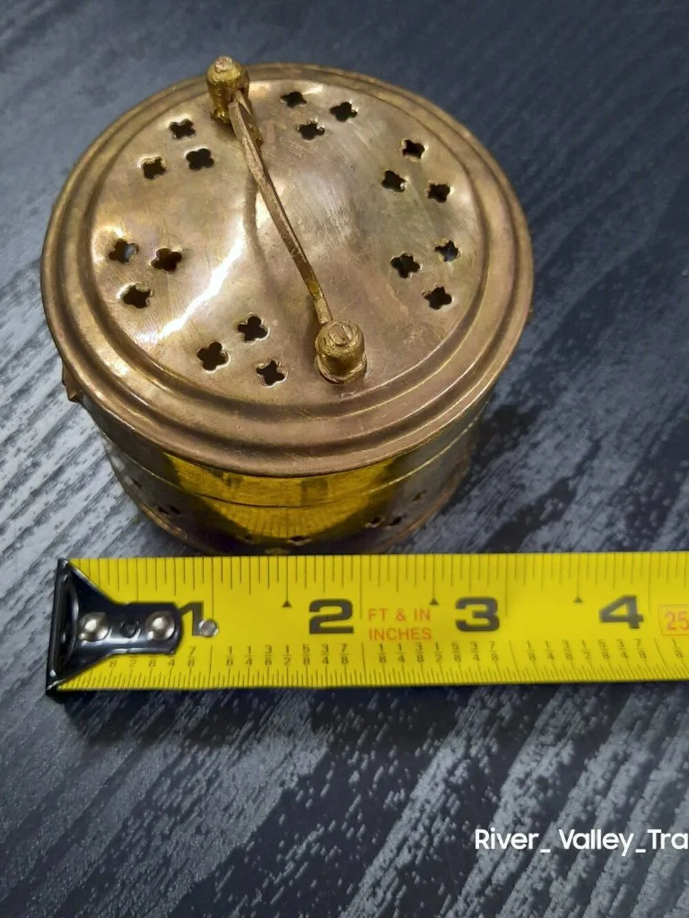 Vintage Brass Cricket Cage Keeper Pierced Clover Cutouts Hand Made Trinket Box